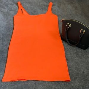 Bershka mini dress. Neon Green and Orange.